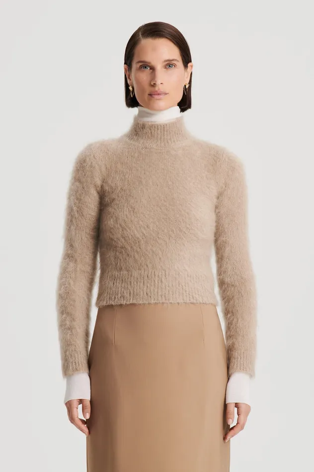 Women Scanlan Theodore BRUSHED MOHAIR SLIM SWEATER NOUGAT Knitwear