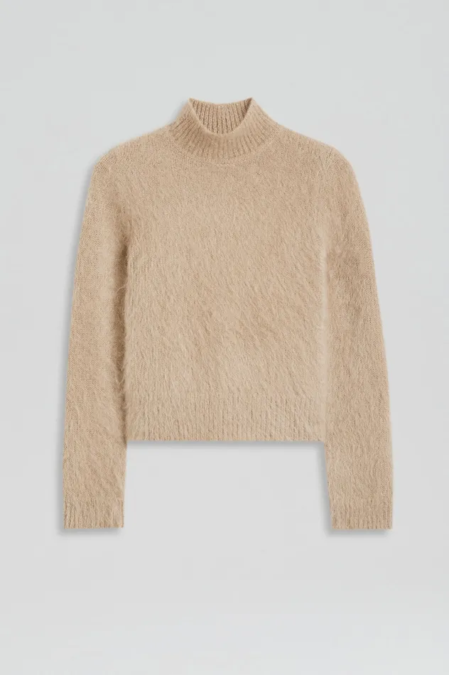 Women Scanlan Theodore BRUSHED MOHAIR SLIM SWEATER NOUGAT Knitwear