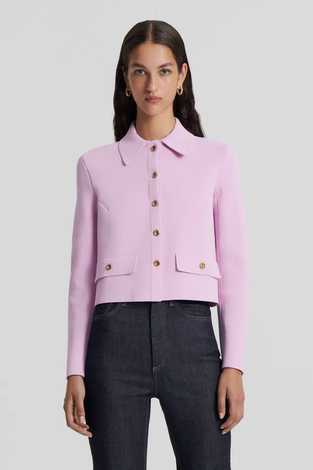 Women Scanlan Theodore CREPE KNIT BUTTON JACKET MAUVE Jackets Women Scanlan Theodore CREPE KNIT BUTTON JACKET MAUVE Jackets