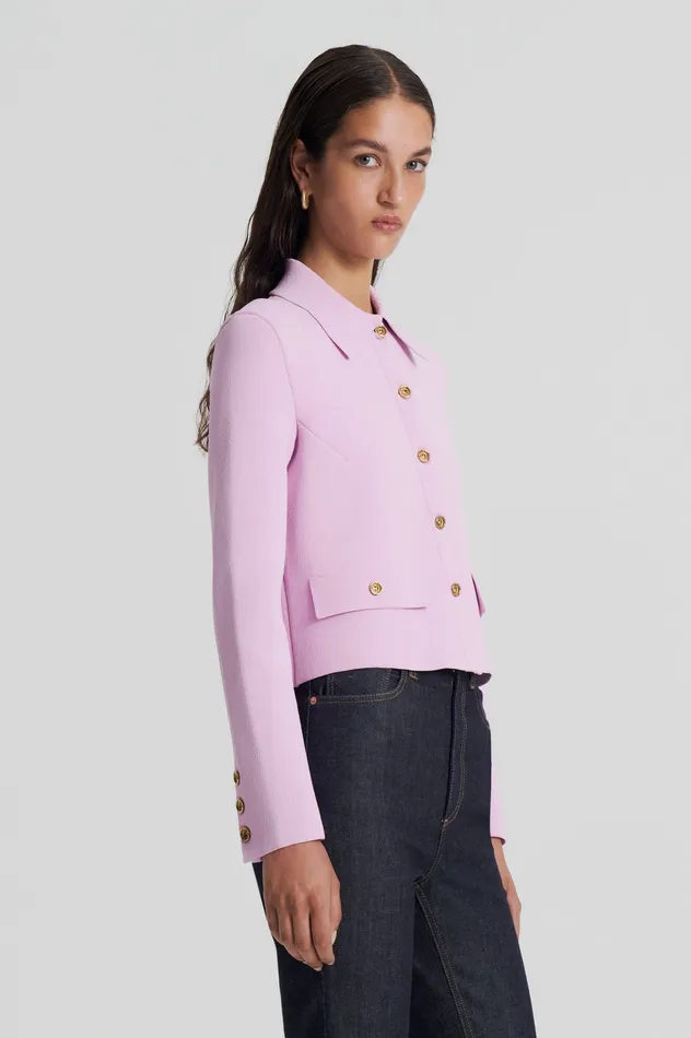 Women Scanlan Theodore CREPE KNIT BUTTON JACKET MAUVE Jackets Women Scanlan Theodore CREPE KNIT BUTTON JACKET MAUVE Jackets
