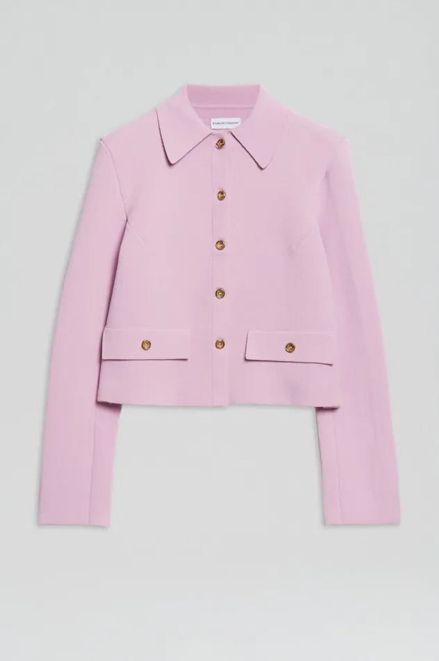 Women Scanlan Theodore CREPE KNIT BUTTON JACKET MAUVE Jackets Women Scanlan Theodore CREPE KNIT BUTTON JACKET MAUVE Jackets