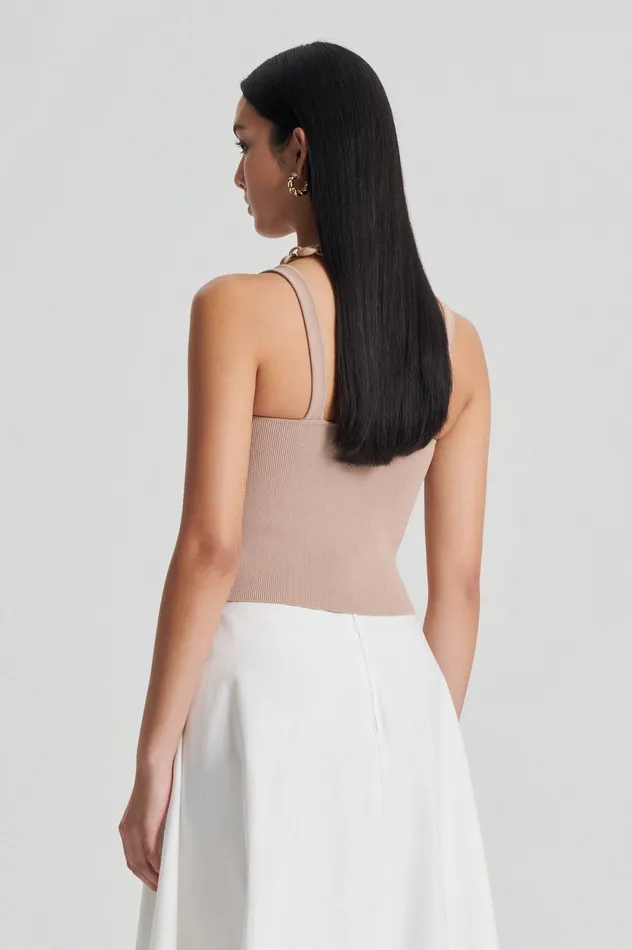 Women Scanlan Theodore CREPE KNIT SQUARE CAMISOLE OAT Knitwear