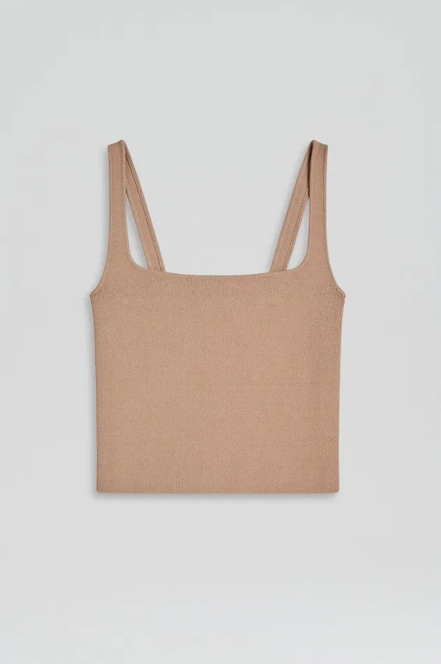 Women Scanlan Theodore CREPE KNIT SQUARE CAMISOLE OAT Knitwear