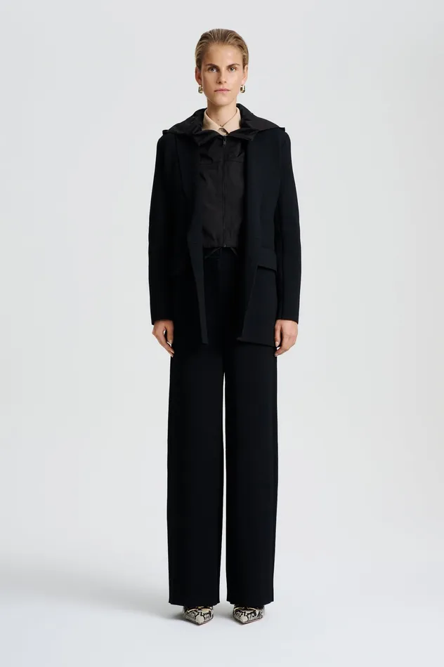 Women Scanlan Theodore CREPE KNIT TAILORED BLAZER BLACK Knitwear