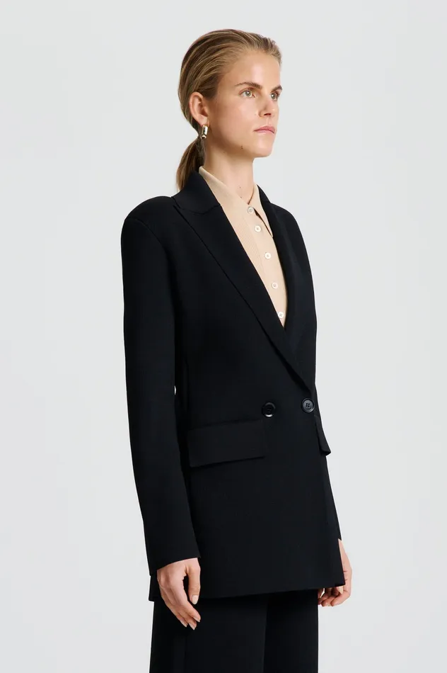 Women Scanlan Theodore CREPE KNIT TAILORED BLAZER BLACK Knitwear Women Scanlan Theodore CREPE KNIT TAILORED BLAZER BLACK Knitwear