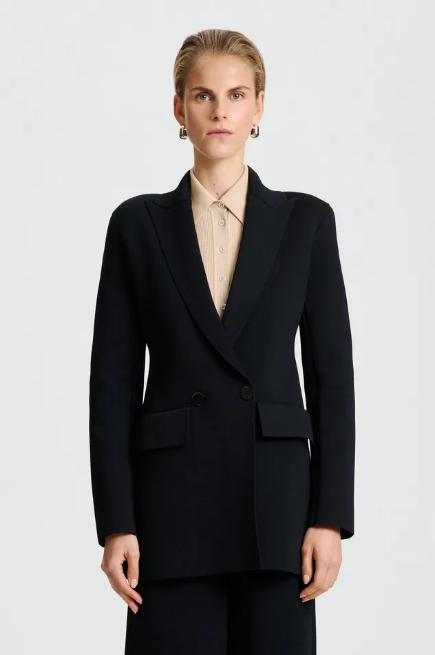 Women Scanlan Theodore CREPE KNIT TAILORED BLAZER BLACK Knitwear Women Scanlan Theodore CREPE KNIT TAILORED BLAZER BLACK Knitwear