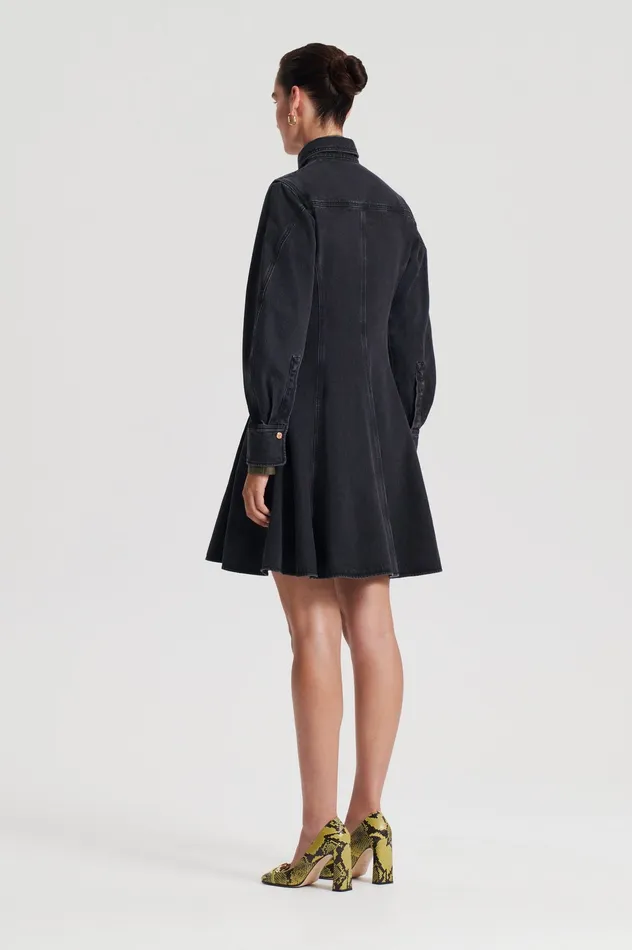 Women Scanlan Theodore DENIM MINI DRESS WASHED BLACK G Dresses Women Scanlan Theodore DENIM MINI DRESS WASHED BLACK G Dresses