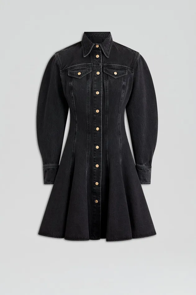 Women Scanlan Theodore DENIM MINI DRESS WASHED BLACK G Dresses Women Scanlan Theodore DENIM MINI DRESS WASHED BLACK G Dresses
