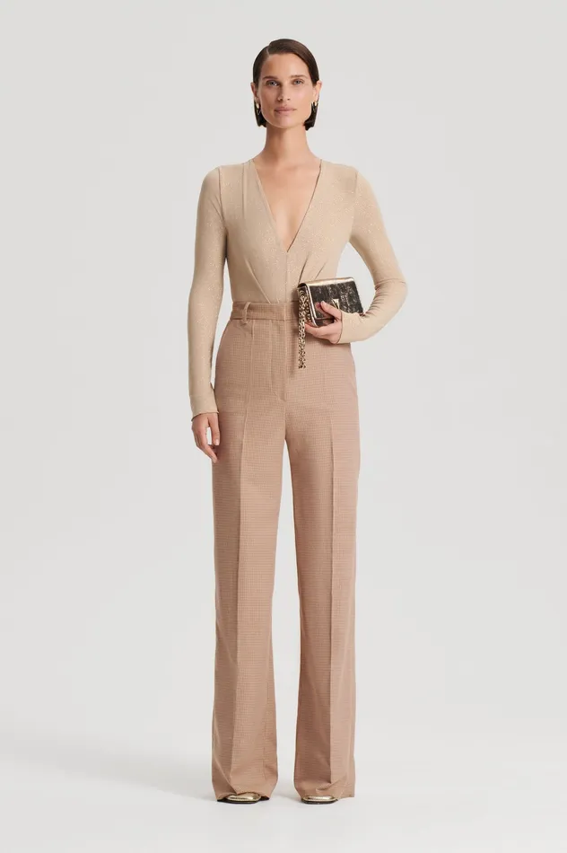 Women Scanlan Theodore TINSEL DRAPE BODYSUIT CHAMPAGNE Tops
