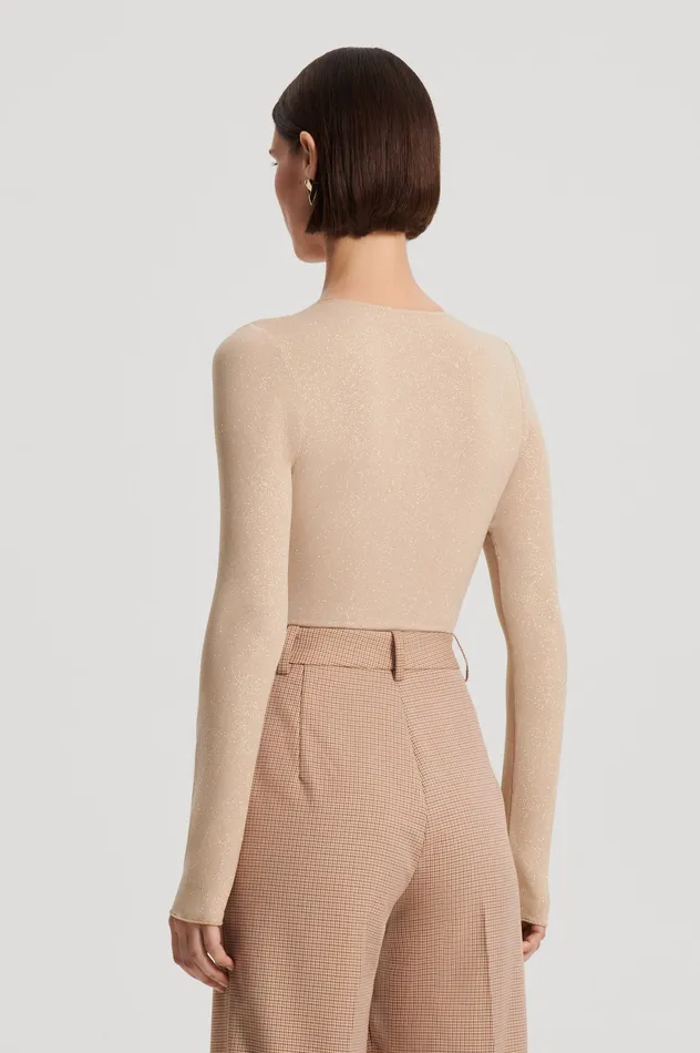 Women Scanlan Theodore TINSEL DRAPE BODYSUIT CHAMPAGNE Tops