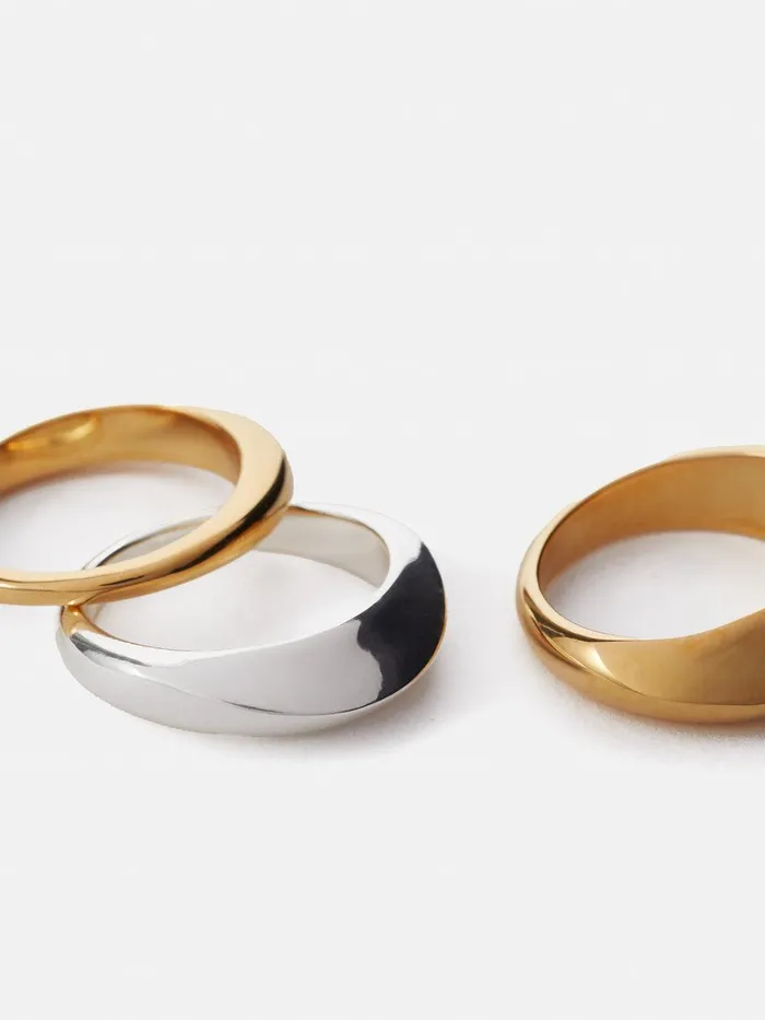 Women Sculptural Ring Set Multi Jigsaw Jewellery