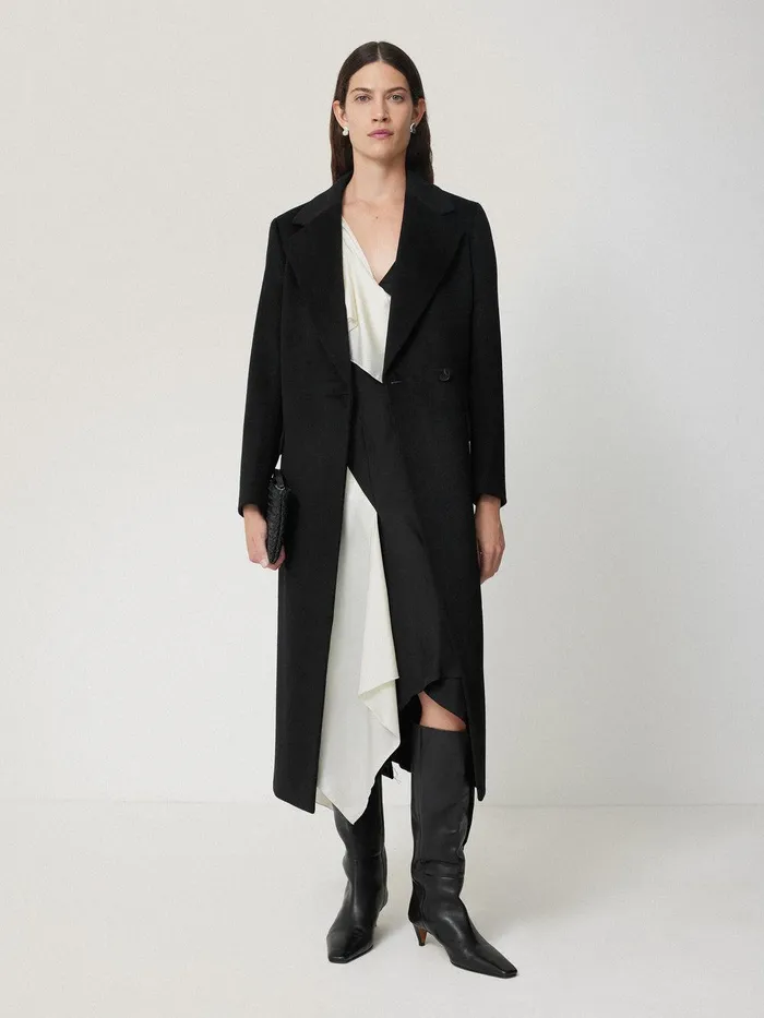 Women Sculptural Silk Twill Dress Monochrome Jigsaw Party