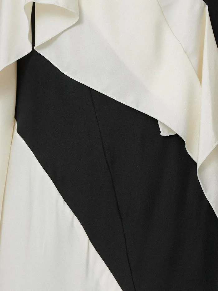 Women Sculptural Silk Twill Dress Monochrome Jigsaw Party