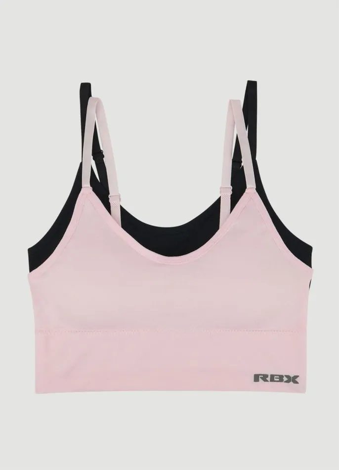 Women Seamless Longline Bralette 2Pack Pinkblack RBX Active Sports Bras