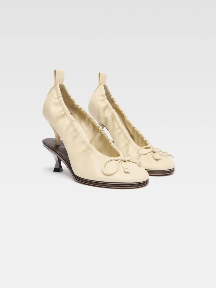 Women Shoes JACQUEMUS The Double Ballerina Heels Pale Yellow Dark Brown Women Shoes JACQUEMUS The Double Ballerina Heels Pale Yellow Dark Brown