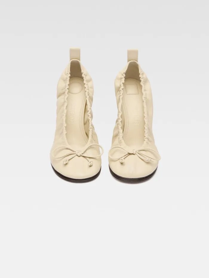 Women Shoes JACQUEMUS The Double Ballerina Heels Pale Yellow Dark Brown Women Shoes JACQUEMUS The Double Ballerina Heels Pale Yellow Dark Brown