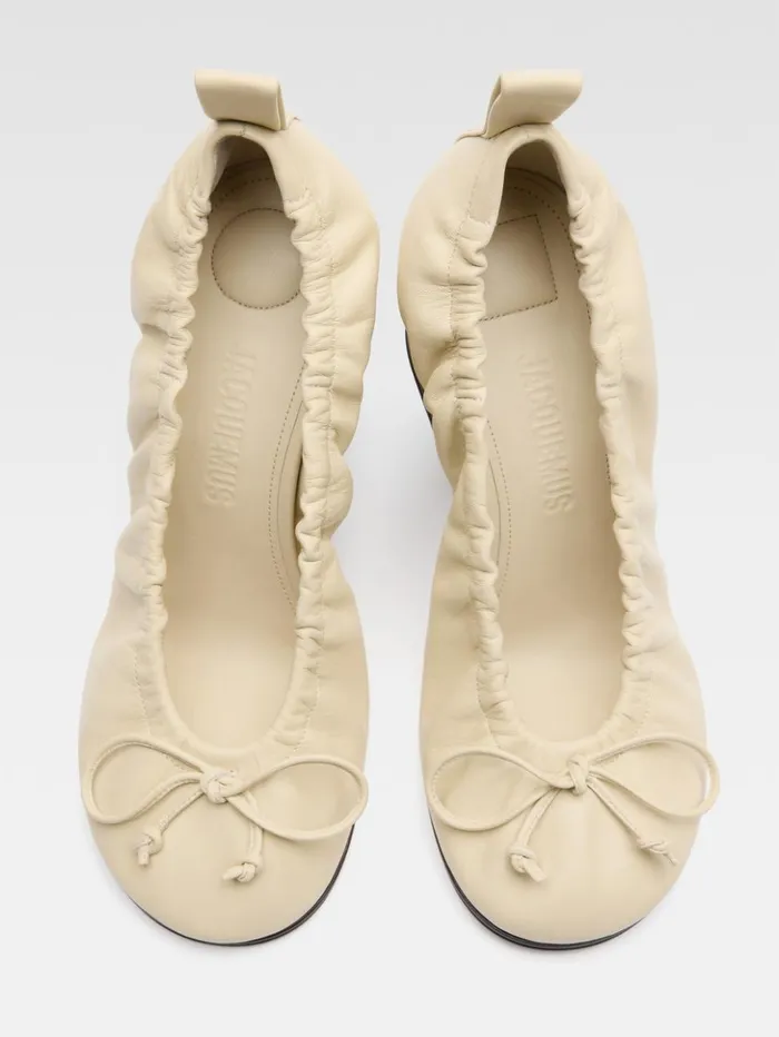 Women Shoes JACQUEMUS The Double Ballerina Heels Pale Yellow Dark Brown Women Shoes JACQUEMUS The Double Ballerina Heels Pale Yellow Dark Brown