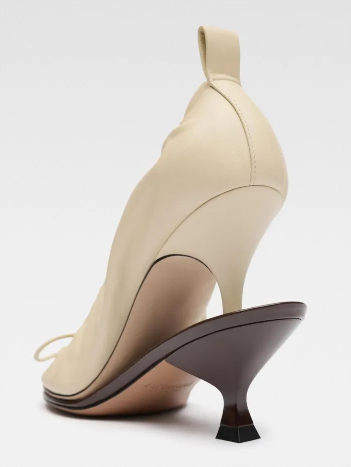 Women Shoes JACQUEMUS The Double Ballerina Heels Pale Yellow Dark Brown Women Shoes JACQUEMUS The Double Ballerina Heels Pale Yellow Dark Brown