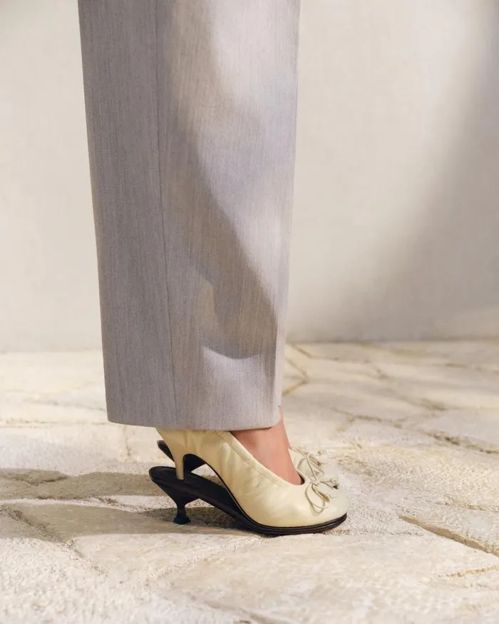 Women Shoes JACQUEMUS The Double Ballerina Heels Pale Yellow Dark Brown Women Shoes JACQUEMUS The Double Ballerina Heels Pale Yellow Dark Brown