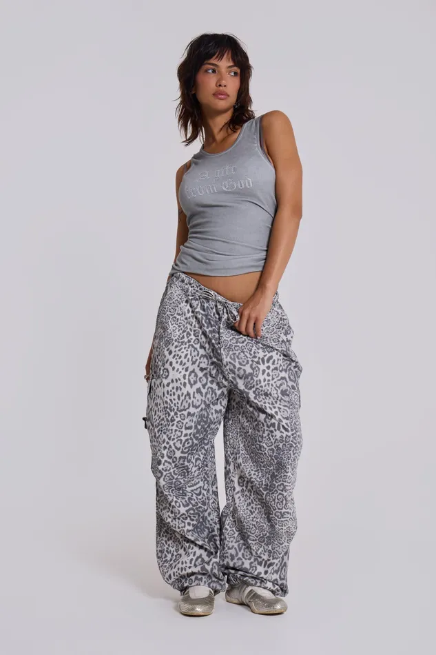 Women Shop Snow Leopard Parachute Pants Tops Jaded London
