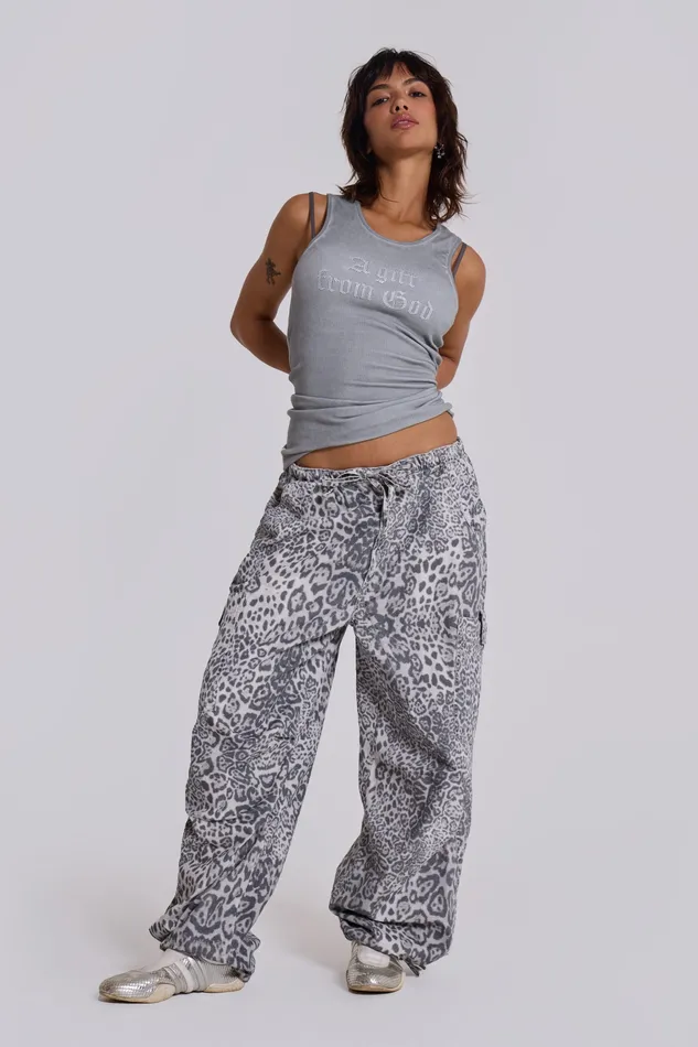Women Shop Snow Leopard Parachute Pants Tops Jaded London