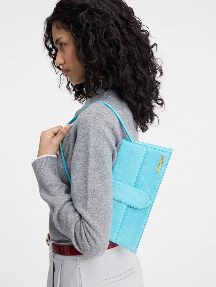 Women Shoulder Bags JACQUEMUS The Long Bambino Light Turquoise Women Shoulder Bags JACQUEMUS The Long Bambino Light Turquoise