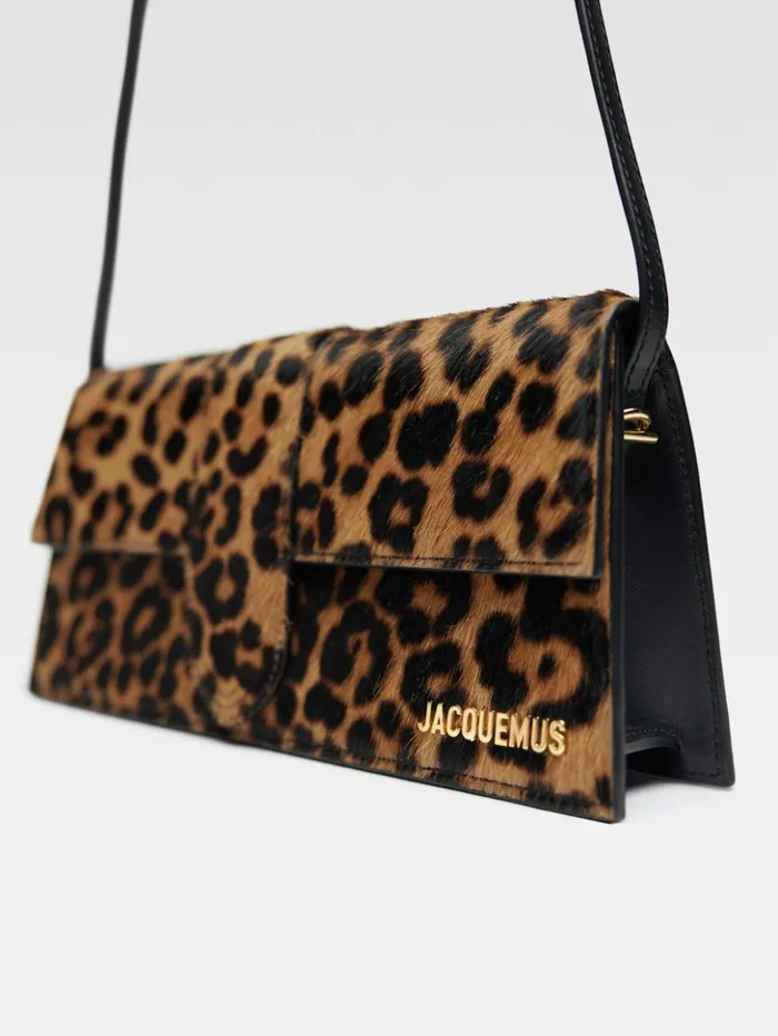 Women Shoulder Bags JACQUEMUS The Long Bambino Print Leopard Brown