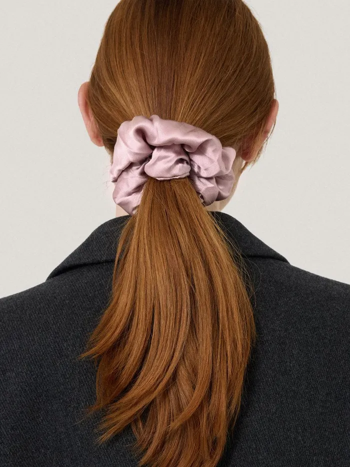 Women Silk Scrunchie Dusty Pink Jigsaw Pyjamas and Loungewear