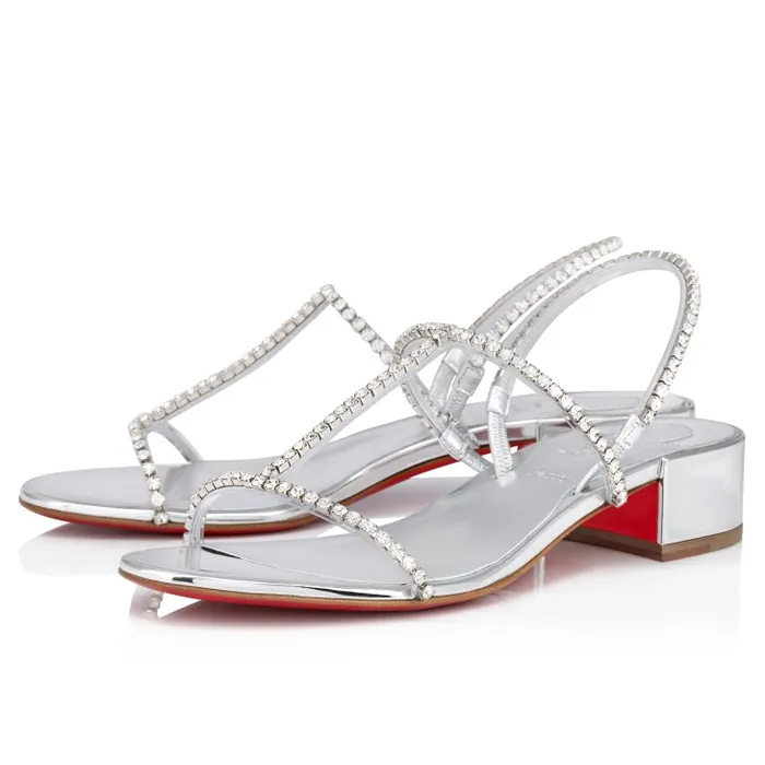 Women Simple Queenie Sandal 25 Mm Sandals 8211 Specchio Leather And PVC 8211 Silver Christian Louboutin Flats and Loafers Women Simple Queenie Sandal 25 Mm Sandals 8211 Specchio Leather And PVC 8211 Silver Christian Louboutin Flats and Loafers