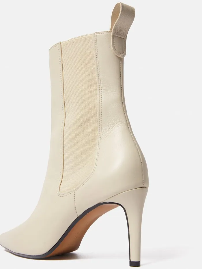 Women Skelter Heeled Boot Cream Jigsaw Boots