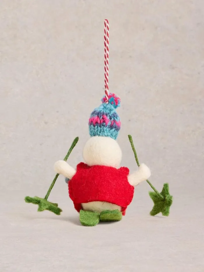 Women Skiing Snowman Hanging Dec White Multi White Stuff Decorations