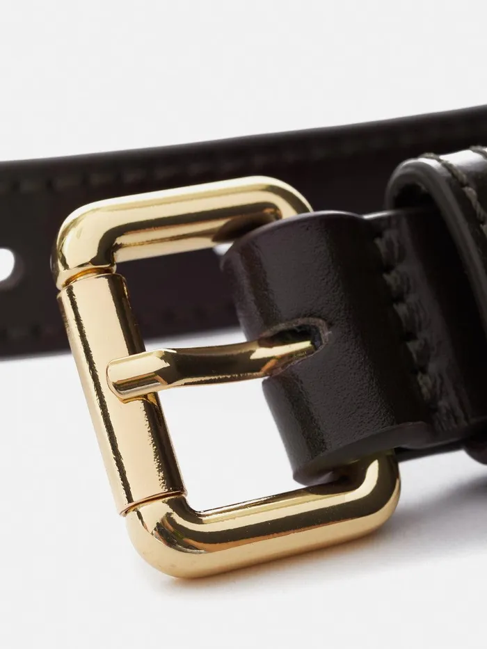 Women Skinny Leather Belt Conker Jigsaw Leather