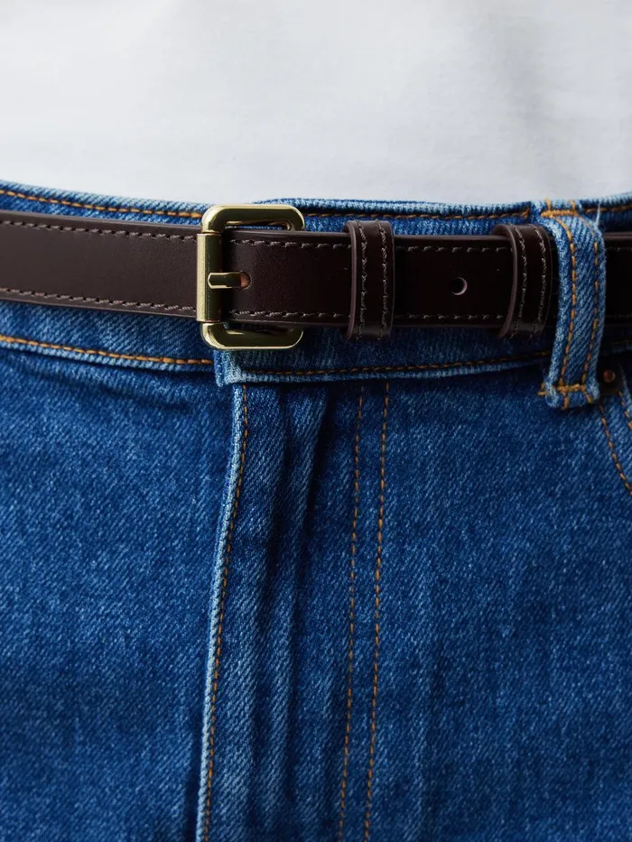 Women Skinny Leather Belt Conker Jigsaw Leather