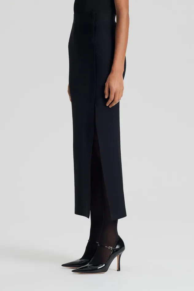 Women Skirts Scanlan Theodore CREPE KNIT SPLIT SKIRT BLACK Women Skirts Scanlan Theodore CREPE KNIT SPLIT SKIRT BLACK