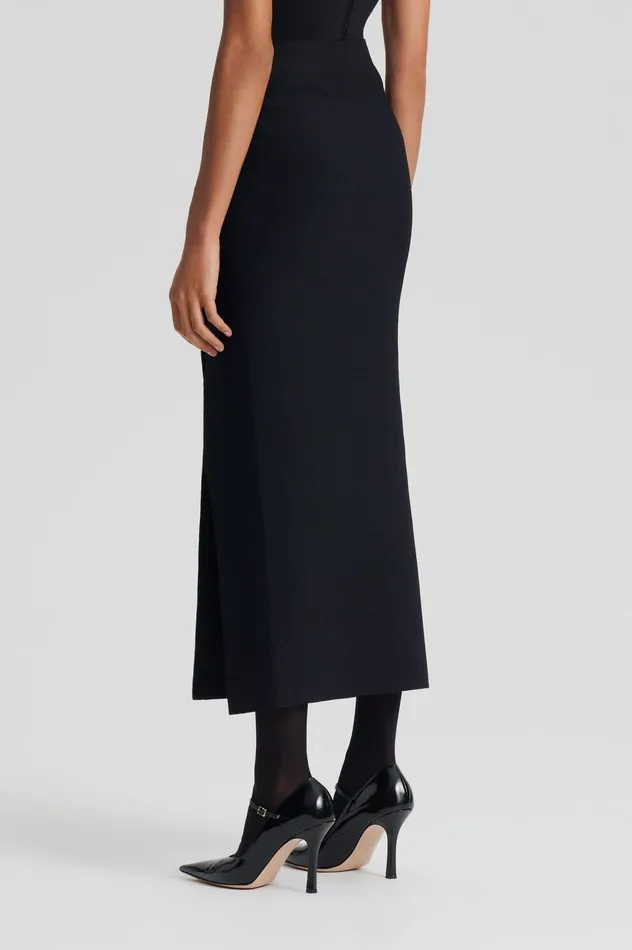 Women Skirts Scanlan Theodore CREPE KNIT SPLIT SKIRT BLACK Women Skirts Scanlan Theodore CREPE KNIT SPLIT SKIRT BLACK
