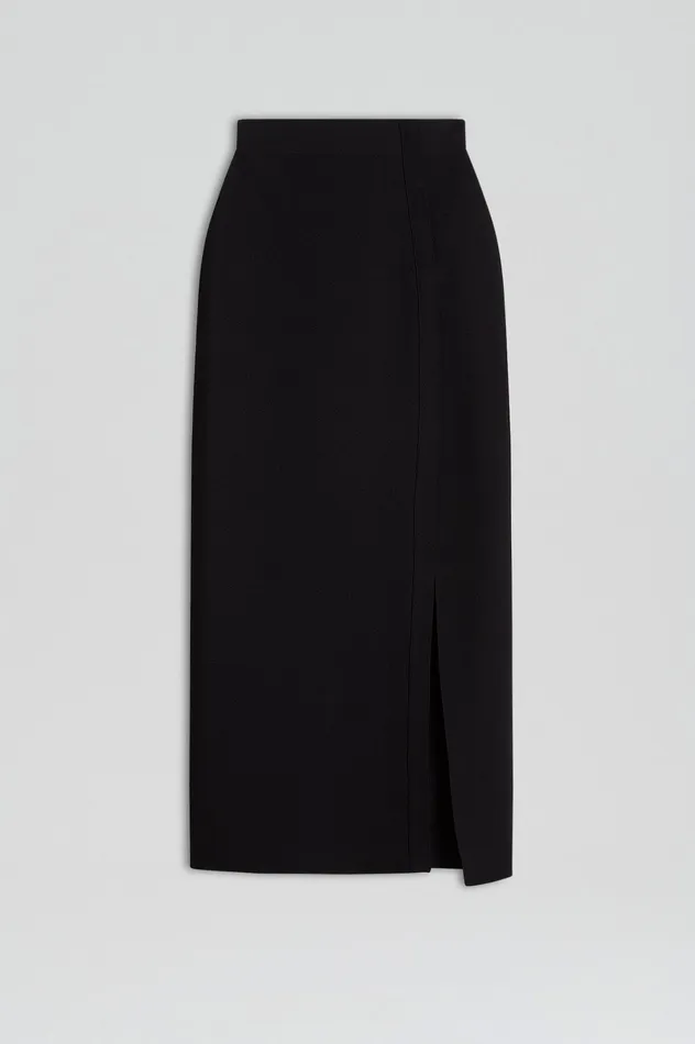 Women Skirts Scanlan Theodore CREPE KNIT SPLIT SKIRT BLACK Women Skirts Scanlan Theodore CREPE KNIT SPLIT SKIRT BLACK