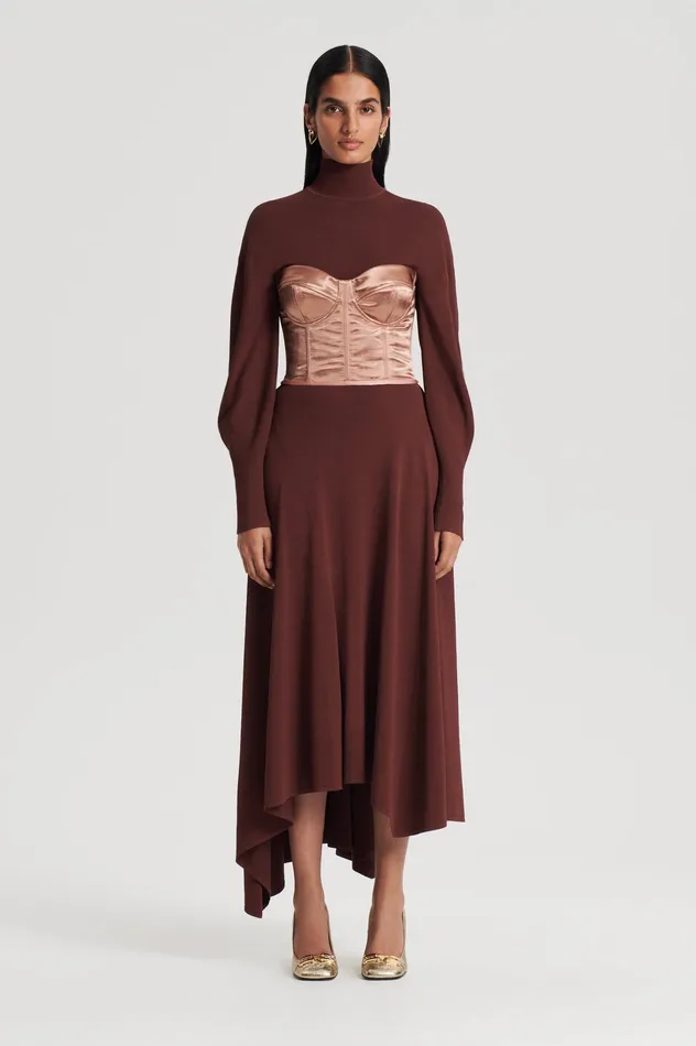 Women Skirts Scanlan Theodore DRAPE HEM SKIRT BURGUNDY