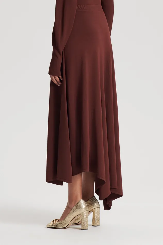 Women Skirts Scanlan Theodore DRAPE HEM SKIRT BURGUNDY Women Skirts Scanlan Theodore DRAPE HEM SKIRT BURGUNDY