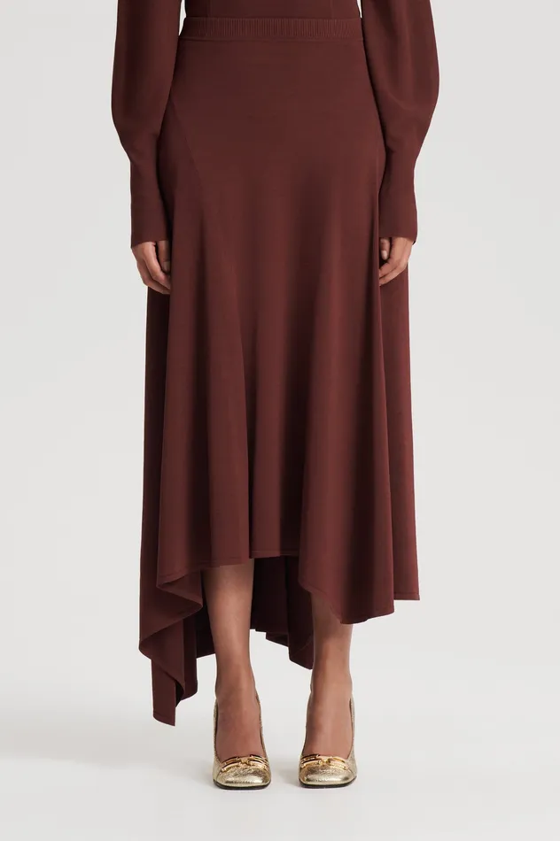 Women Skirts Scanlan Theodore DRAPE HEM SKIRT BURGUNDY Women Skirts Scanlan Theodore DRAPE HEM SKIRT BURGUNDY