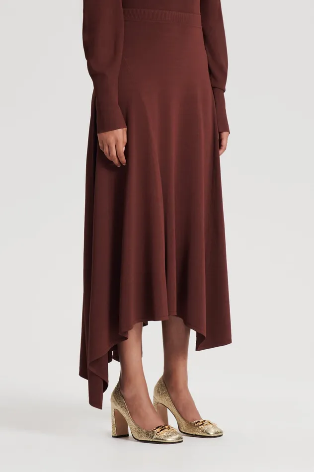 Women Skirts Scanlan Theodore DRAPE HEM SKIRT BURGUNDY Women Skirts Scanlan Theodore DRAPE HEM SKIRT BURGUNDY