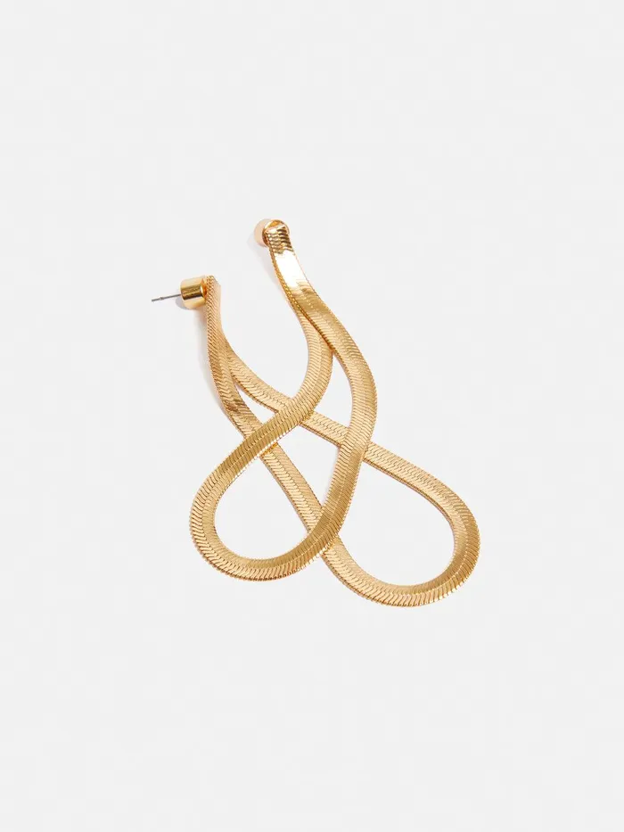 Women Snake Chain Loop Earrings Gold Jigsaw Party