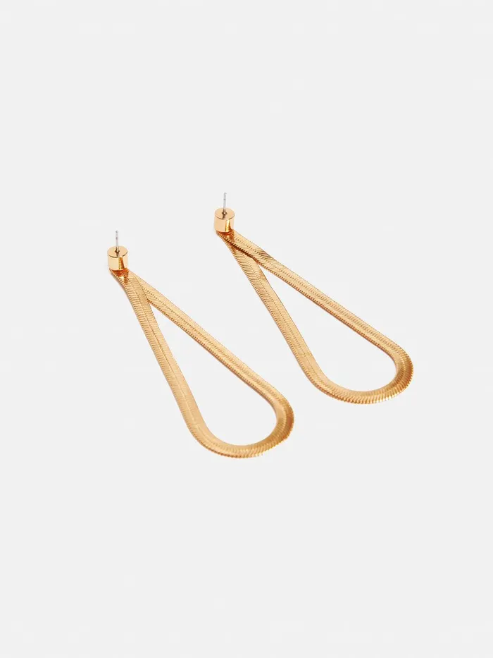 Women Snake Chain Loop Earrings Gold Jigsaw Party Women Snake Chain Loop Earrings Gold Jigsaw Party