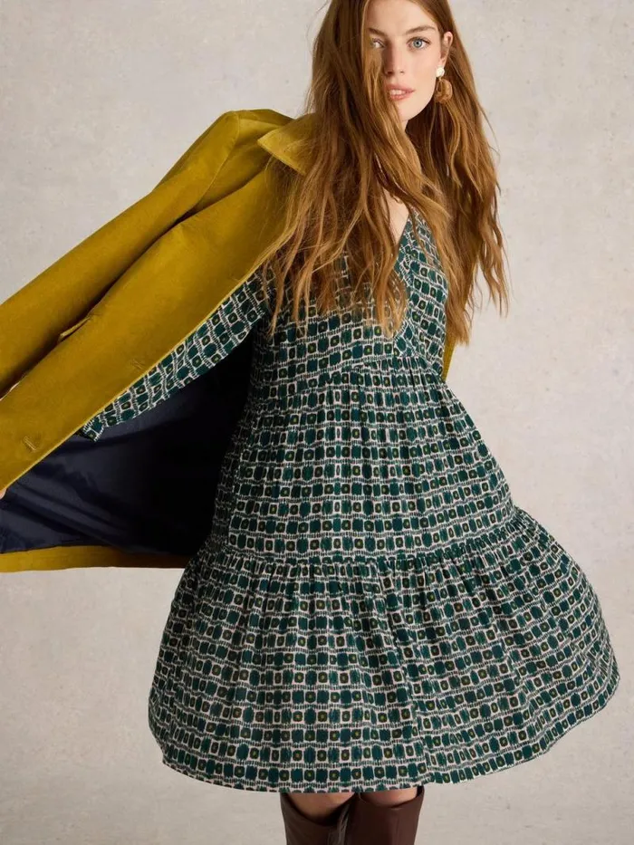 Women Sophia Dress Teal Print White Stuff Dresses