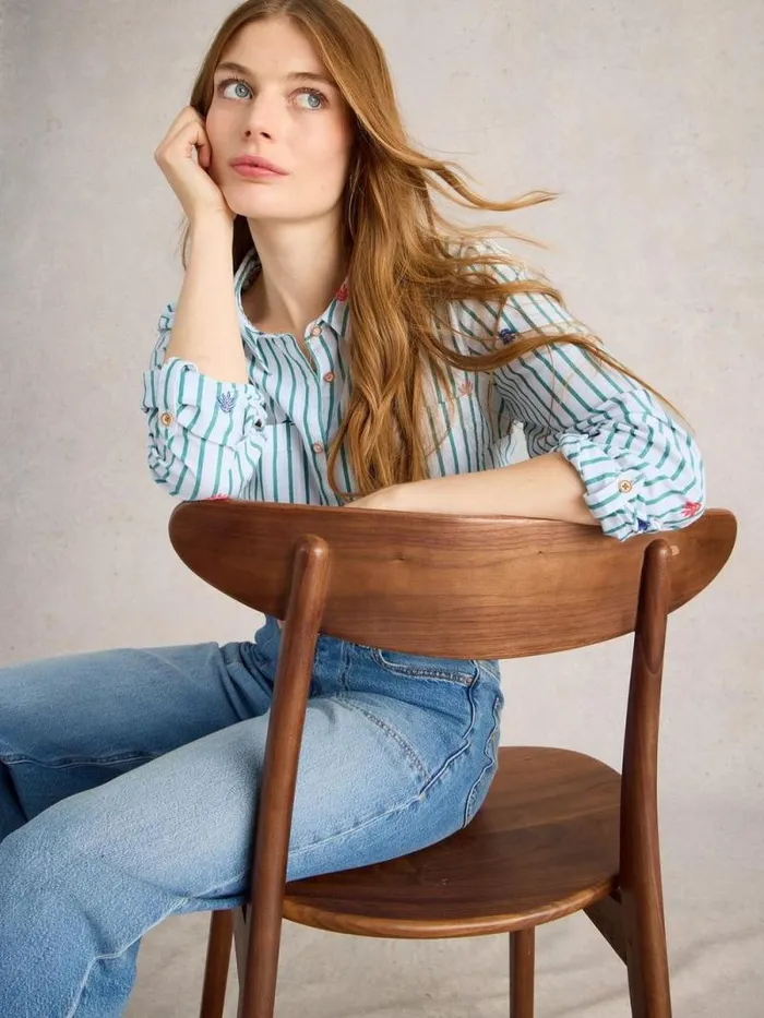 Women Sophie Embroidered Shirt Green Multi White Stuff Shirts and Blouses