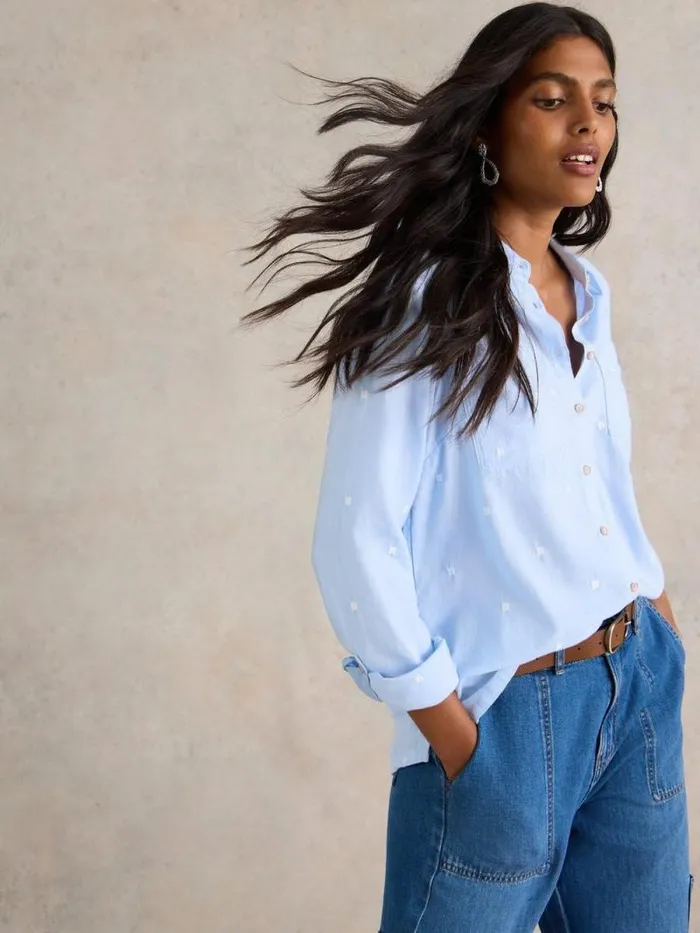 Women Sophie Organic Cotton Shirt Blue Multi White Stuff Shirts and Blouses