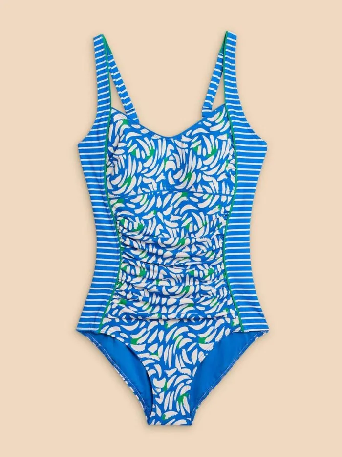Women Splash Printed Tummy Control Swimsuit Blue Multi White Stuff Swimwear