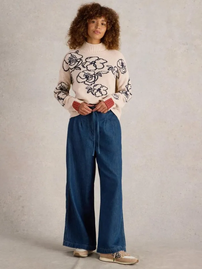 Women SPRIG FLORAL JUMPER Natural Multi White Stuff Knitwear