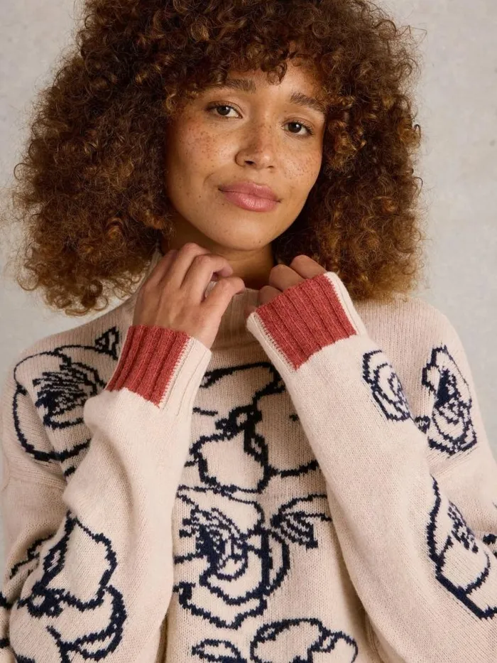 Women SPRIG FLORAL JUMPER Natural Multi White Stuff Knitwear