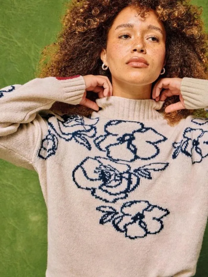 Women SPRIG FLORAL JUMPER Natural Multi White Stuff Knitwear