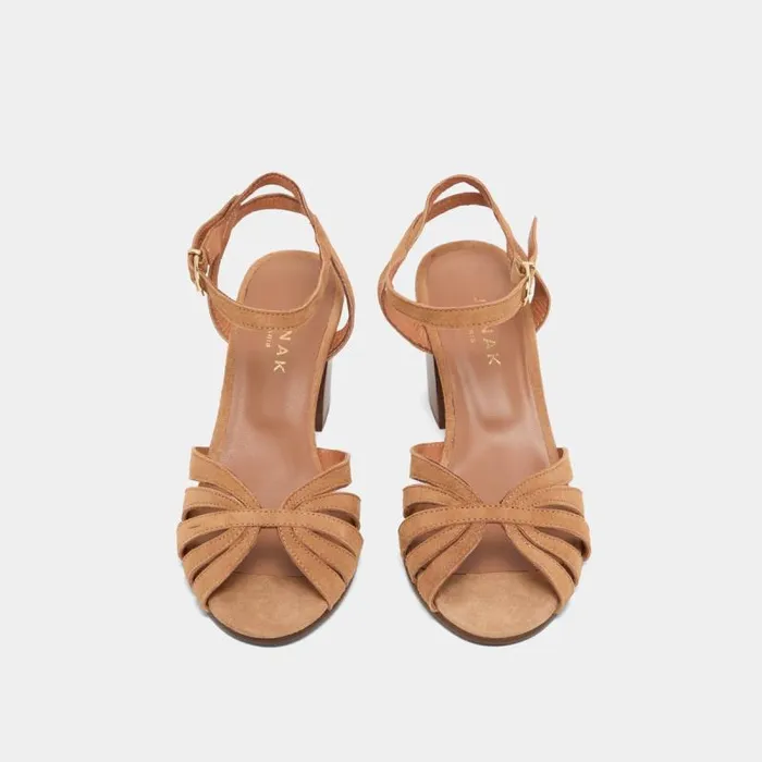 Women Strappy Sandals With Open Toe Camel JONAK Sandals